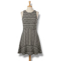LOFT Women's Size 6 Black White Geometric Textured Knit Fit & Flare Dress
