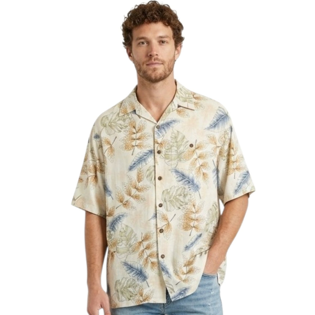 Campia Moda Men’s Tropical Hawaiian Print Button-Up Shirt Medium Rayon