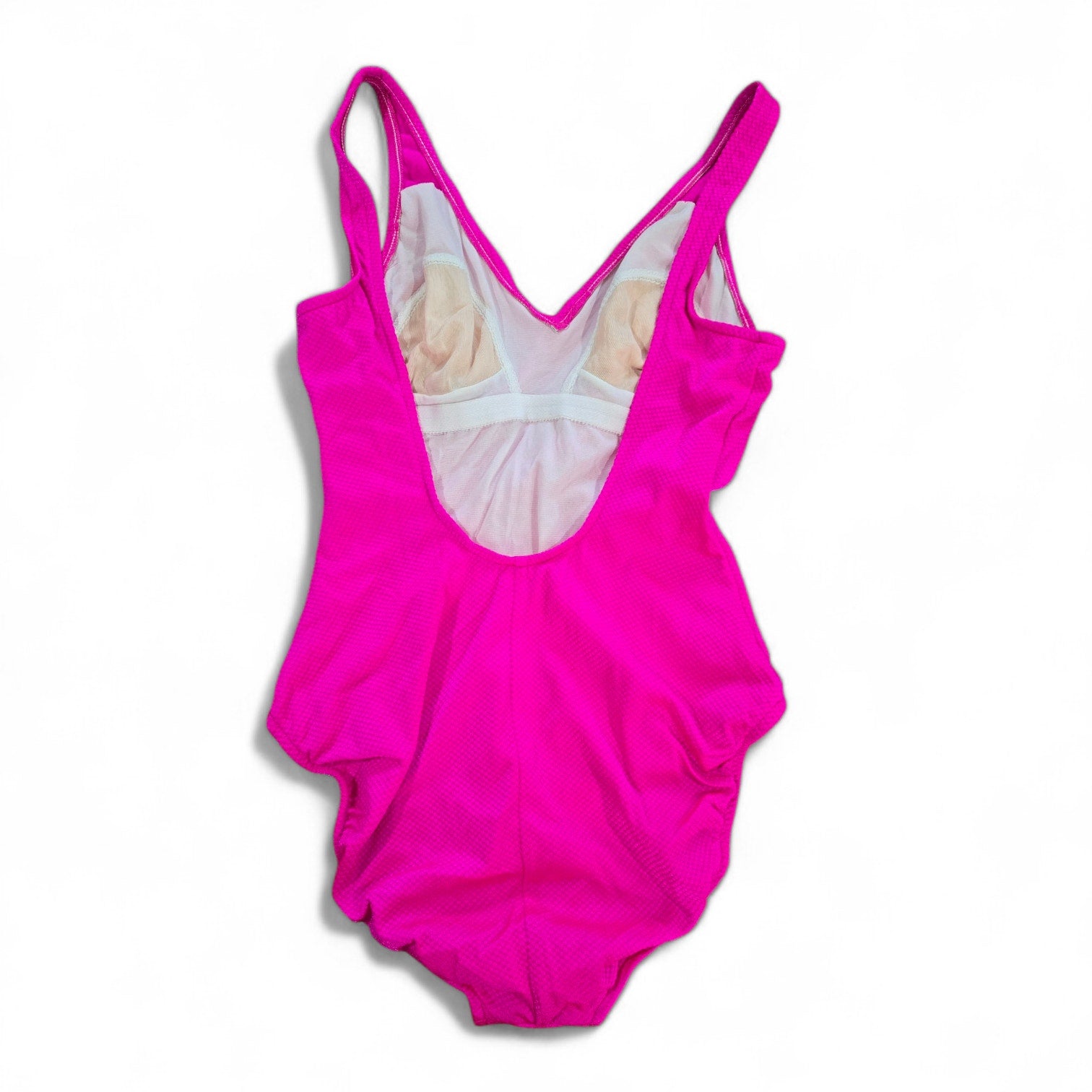 Vintage Le Cove Hot Pink Textured One Piece Swimsuit Size 12 Made in USA