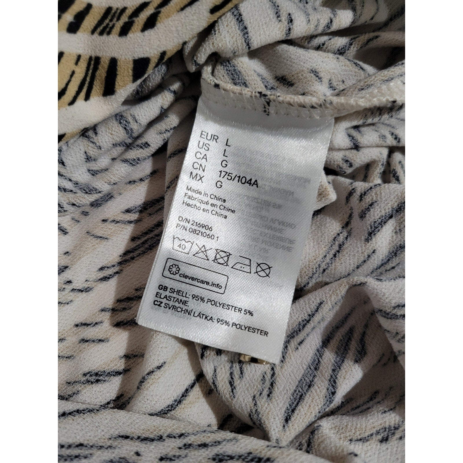 H&M Women’s Cream Animal Print Wrap Blouse – Large, Polyester Blend, Gently Used