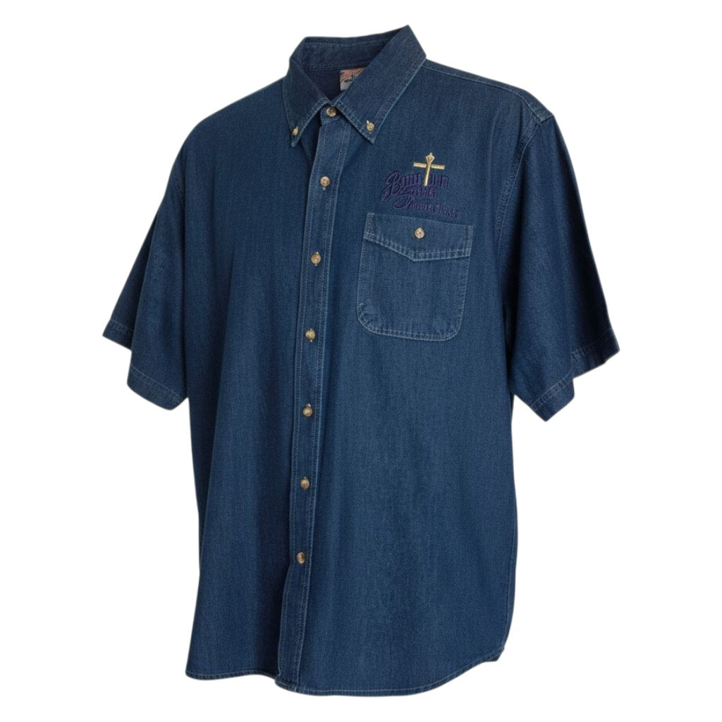 Vintage Bourbon Street New Orleans Men’s Embroidered Button Down denim shirt