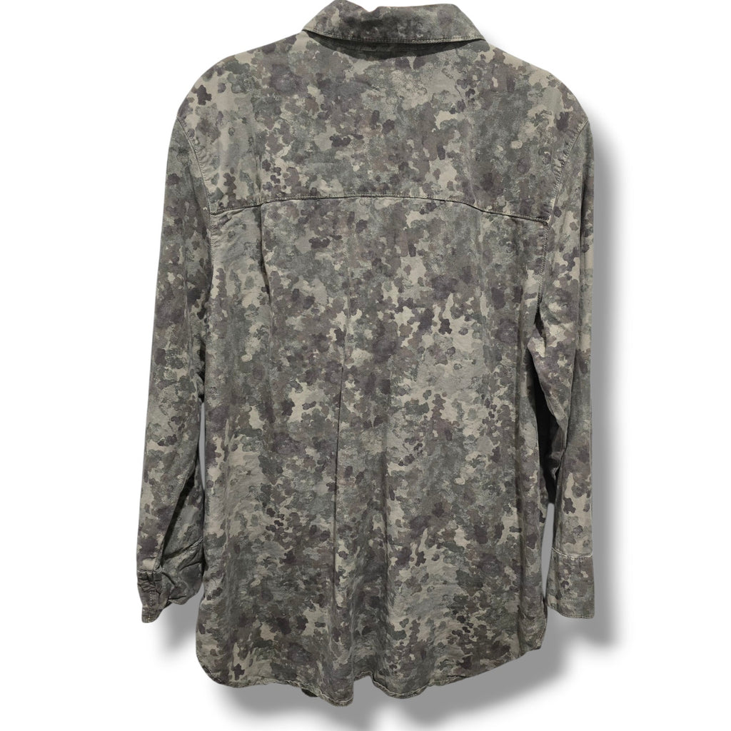Treasure & Bond Women’s Gray Camo Utility Button-Up Shirt Jacket - Size Medium