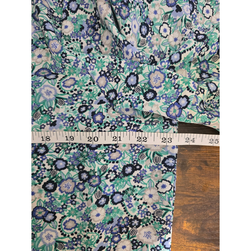 Roz & Ali Women's Size XL Blue Green Floral Flutter Sleeve Blouse Top