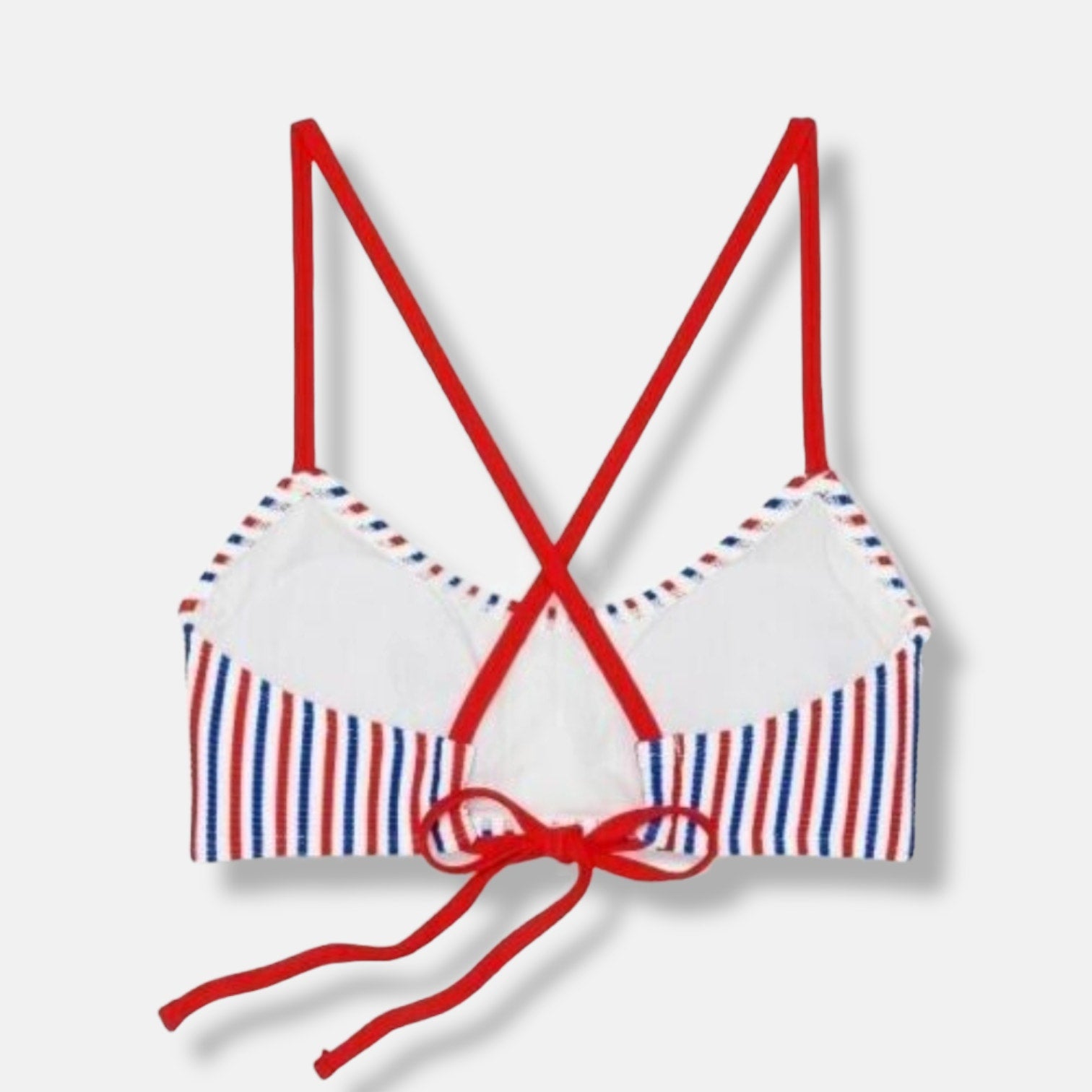 Xhilaration Juniors Ribbed Red & Blue Patriotic Striped Bralette Bikini Top New