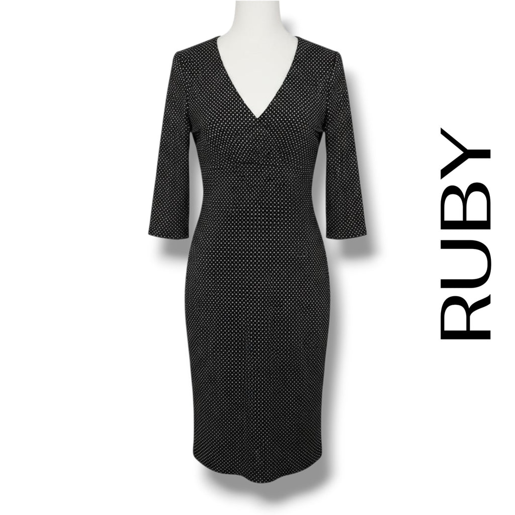 RUBY Women’s 3/4 Sleeve Empire Waist Career Dress – Small