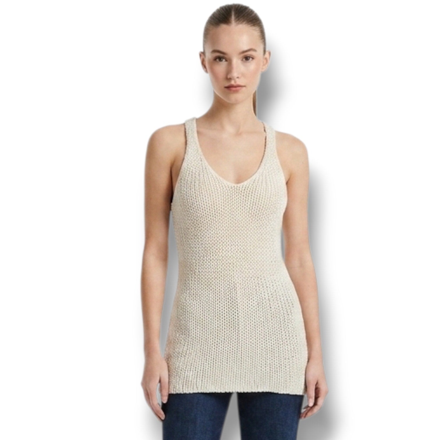 Express women's XS Cream Open Knit Racerback Tank Top