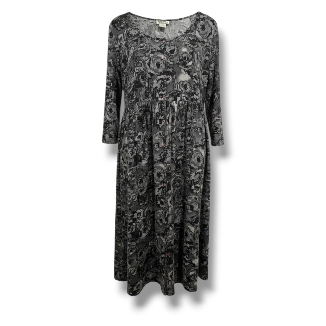 Anthony Richards 1X Black Floral Button Front Lounge Dress