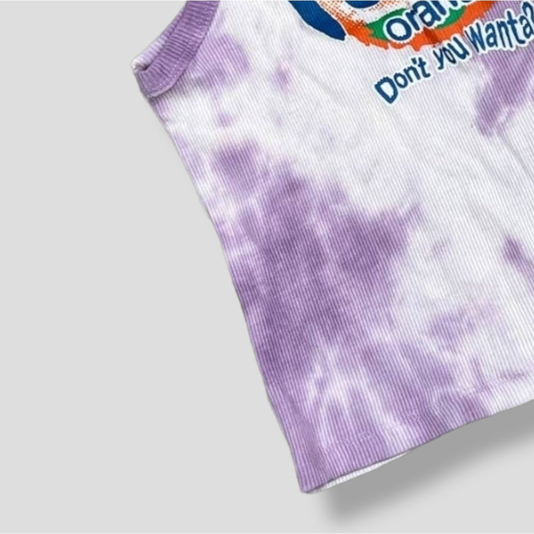 Coca-Cola Juniors Fanta “Do You Wanta!” Purple Tie-Dye Racerback Tank Top New