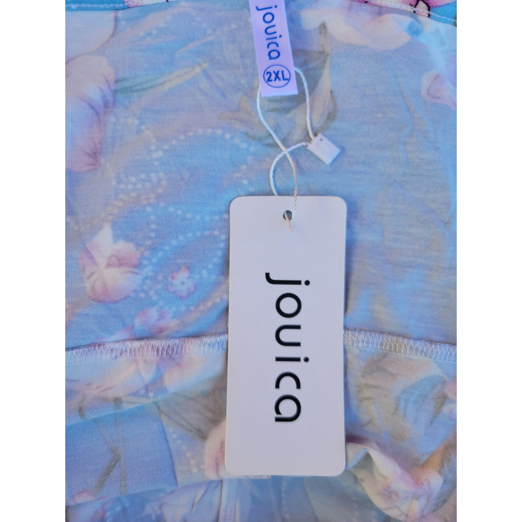 Jouica Women’s Blue Floral Spaghetti Strap Swing Dress 2XL