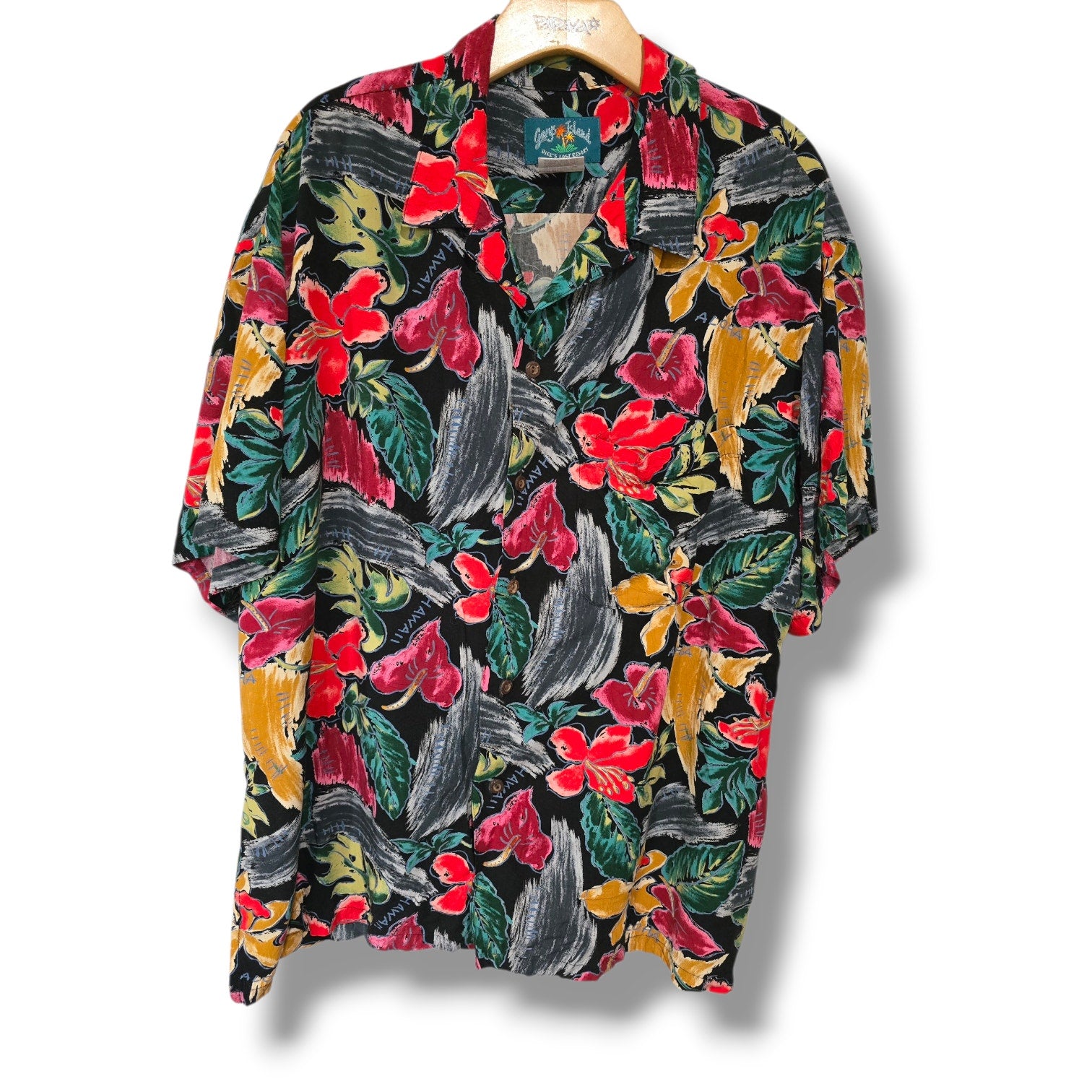 Gary’s Island Vintage Hawaiian Floral Rayon Aloha Shirt – Large.