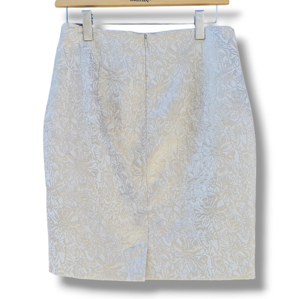 Liz Claiborne Villager women's Metallic Floral Pencil Skirt Shimmer Size 8