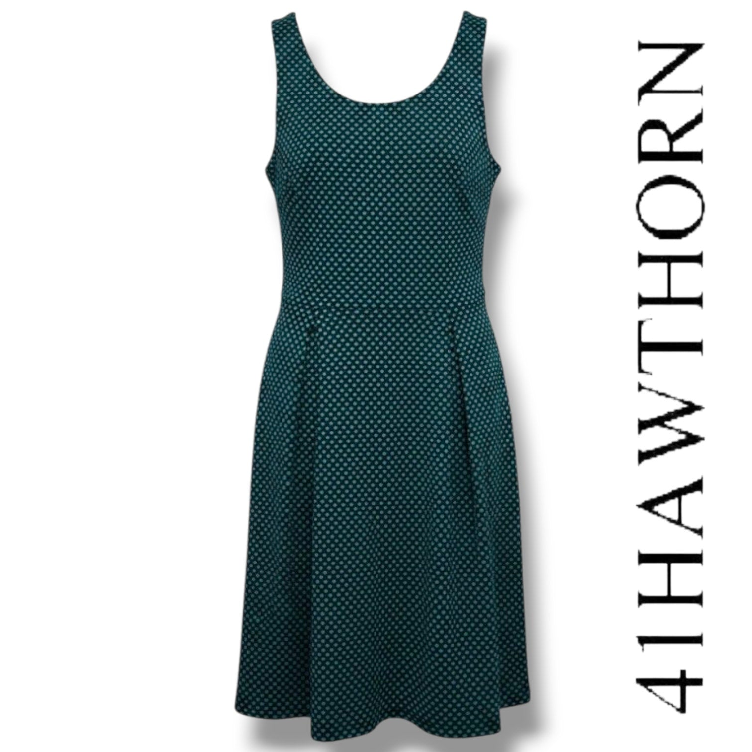 41 Hawthorn Women’s Black & Teal Polka Dot Sleeveless Fit & Flare Dress Small