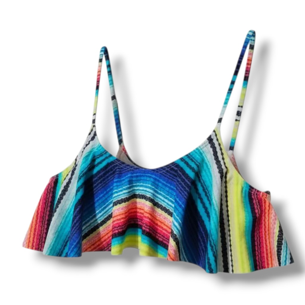 Forever 21 Juniors Multicolor Striped Flounce Bikini Top - Large NWT