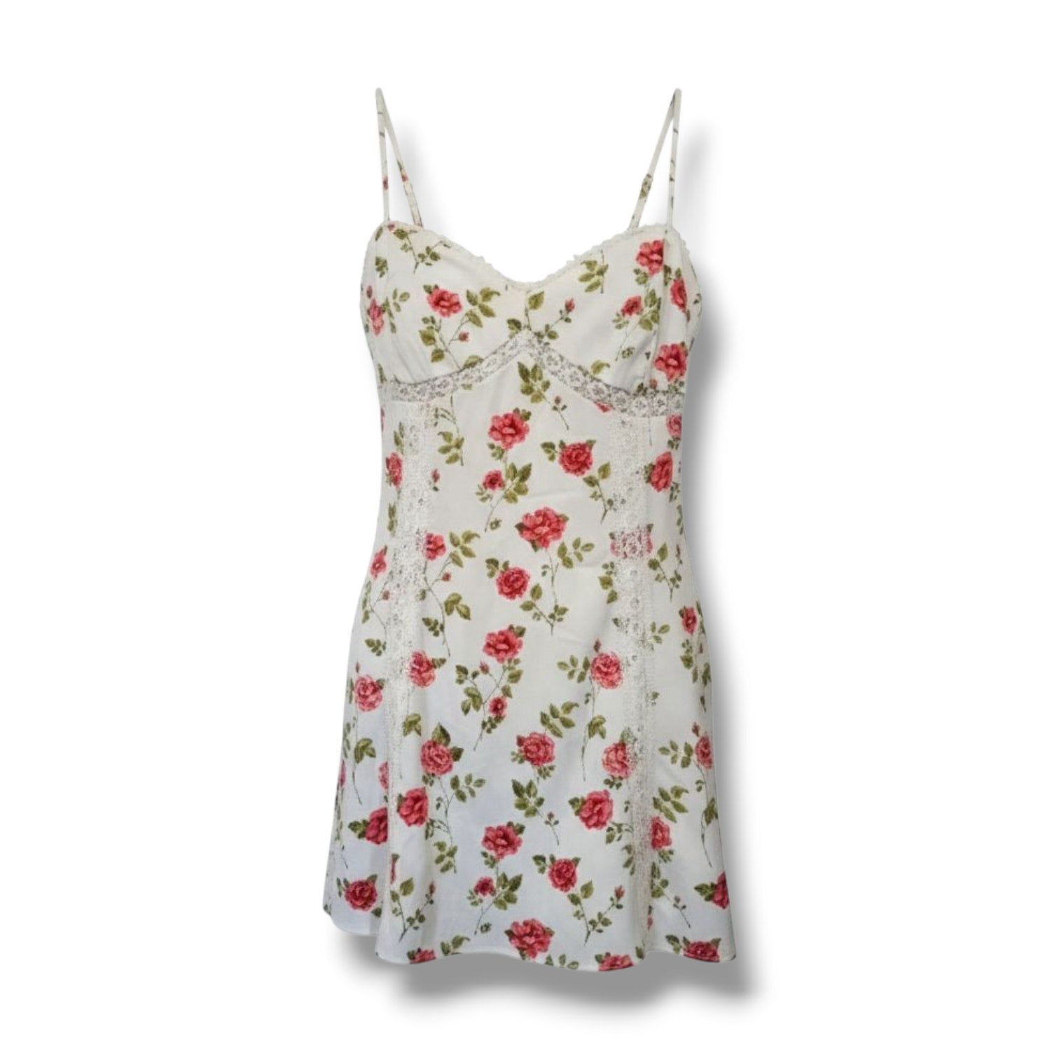 LA Hearts White Rose Floral Corset Mini Dress Lace Trim Small