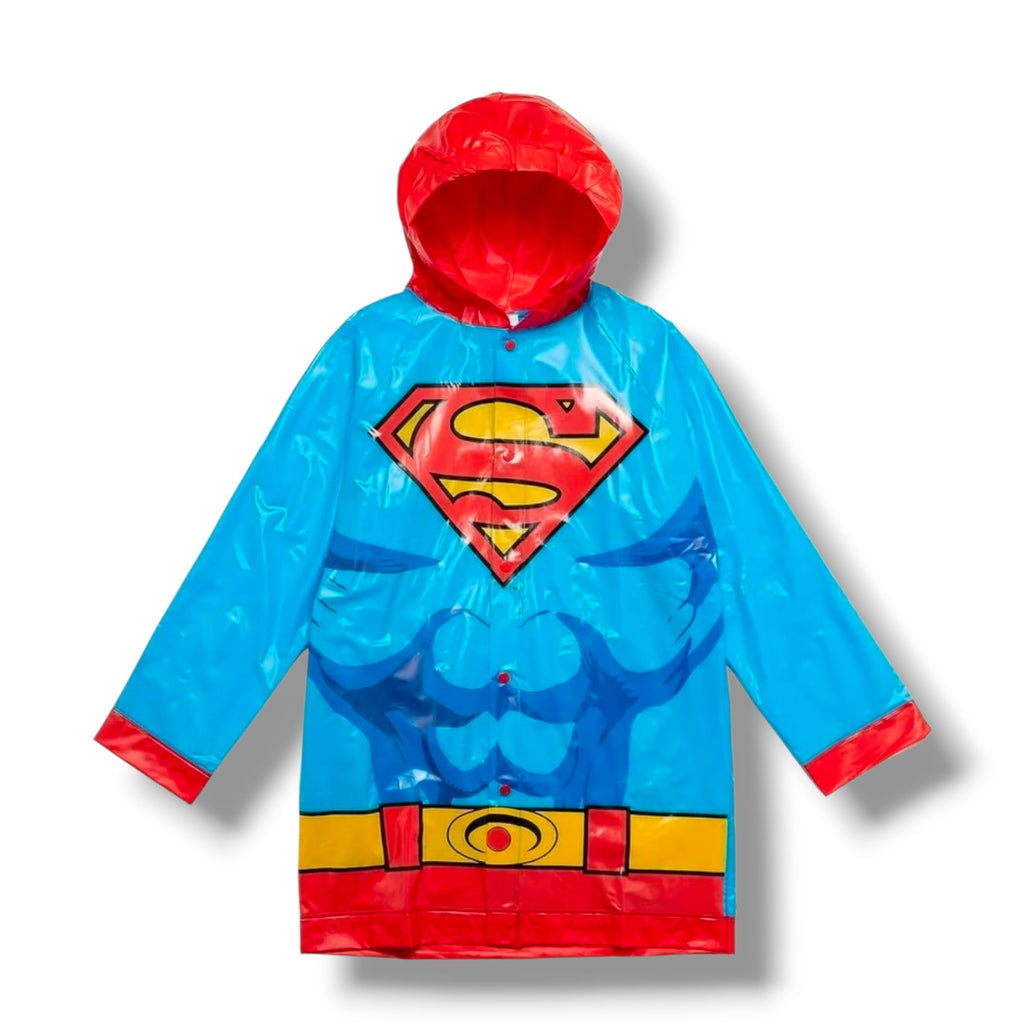 DC Comics Boys’ Superman Raincoat with Detachable Cape Size 7/8, Blue & Red New
