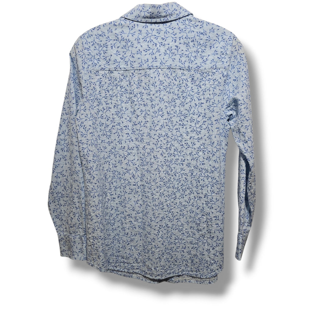 Liz Claiborne Women's Blue Floral Cotton Rayon Button Down Shirt Estimated S