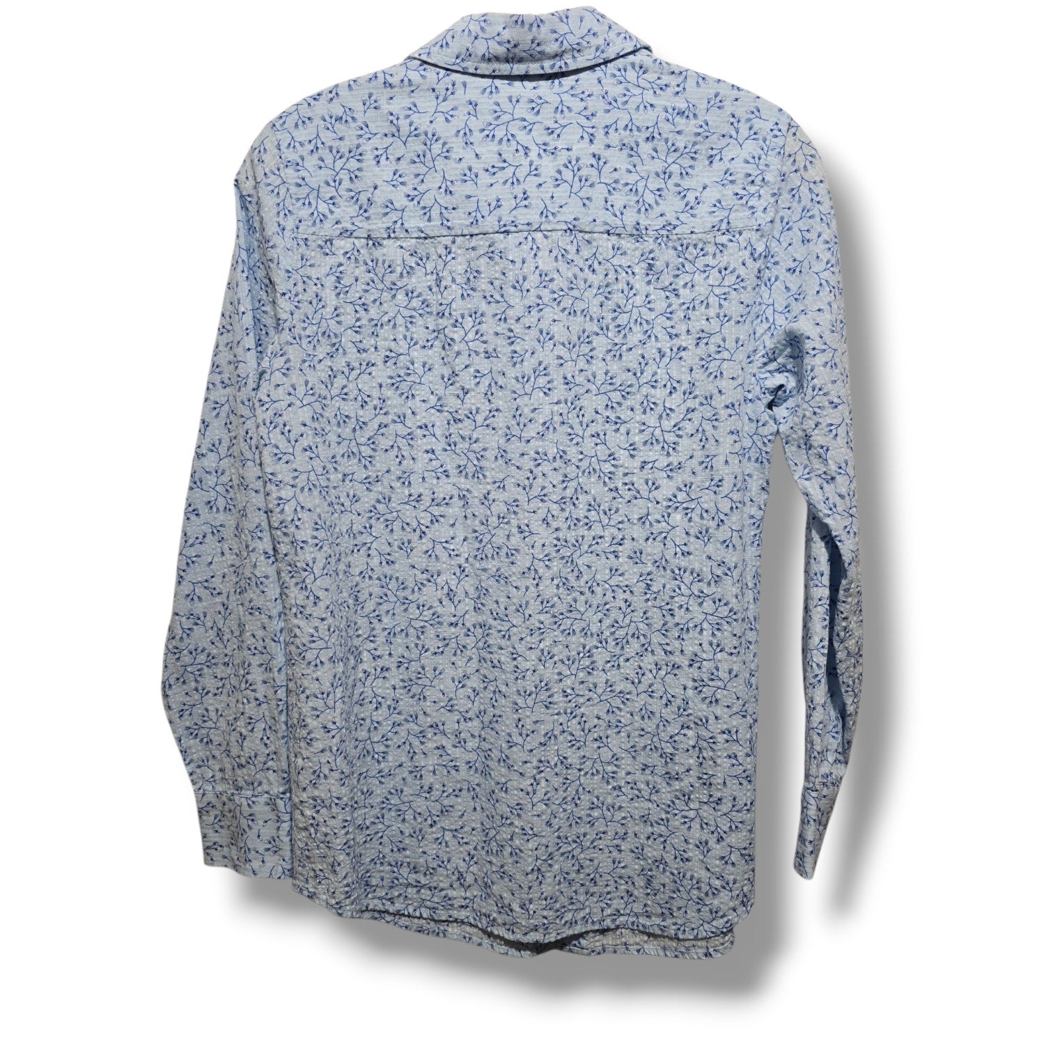 Liz Claiborne Women's Blue Floral Cotton Rayon Button Down Shirt Estimated S