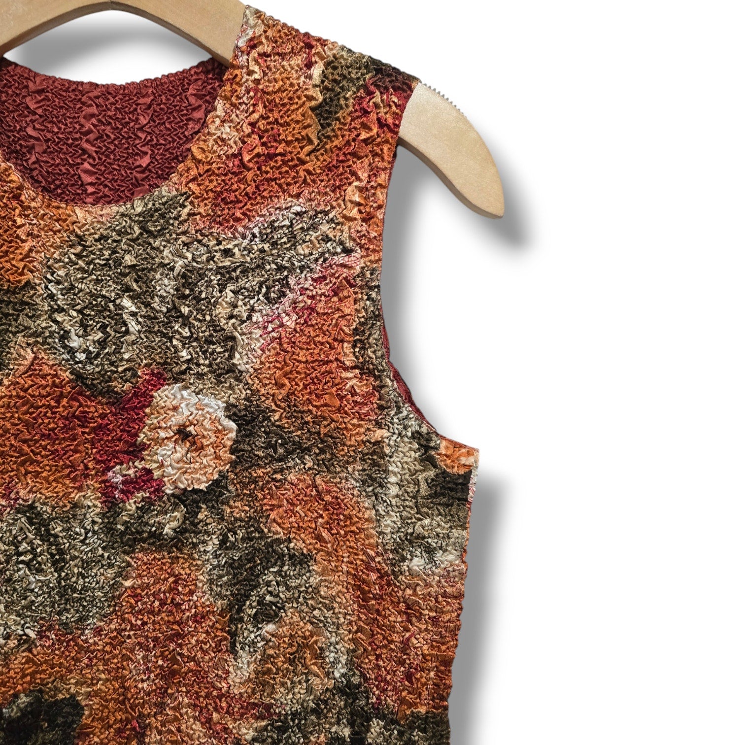 Vintage Women’s Reversible Textured Floral Sleeveless Top – one size fits most