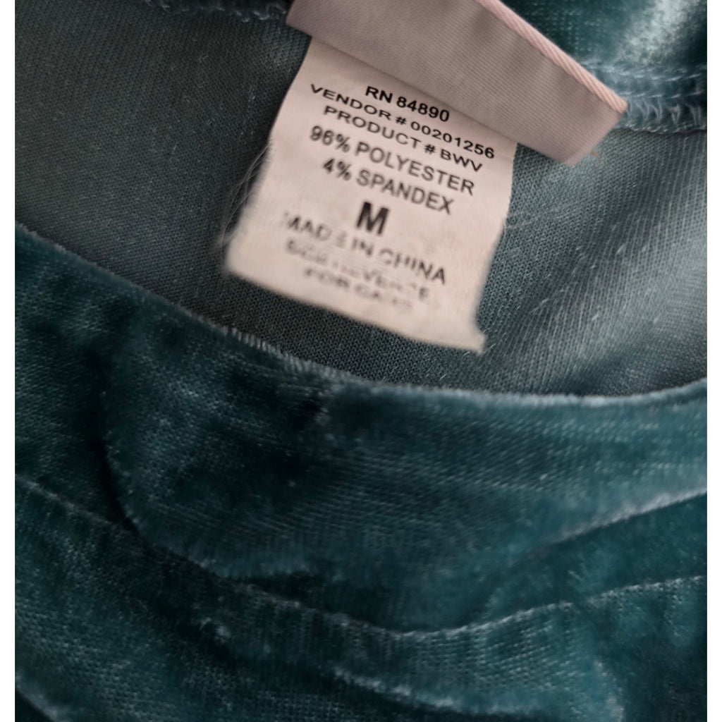 Jolie Delafield Women's Medium Teal Velvet Short Sleeve Top