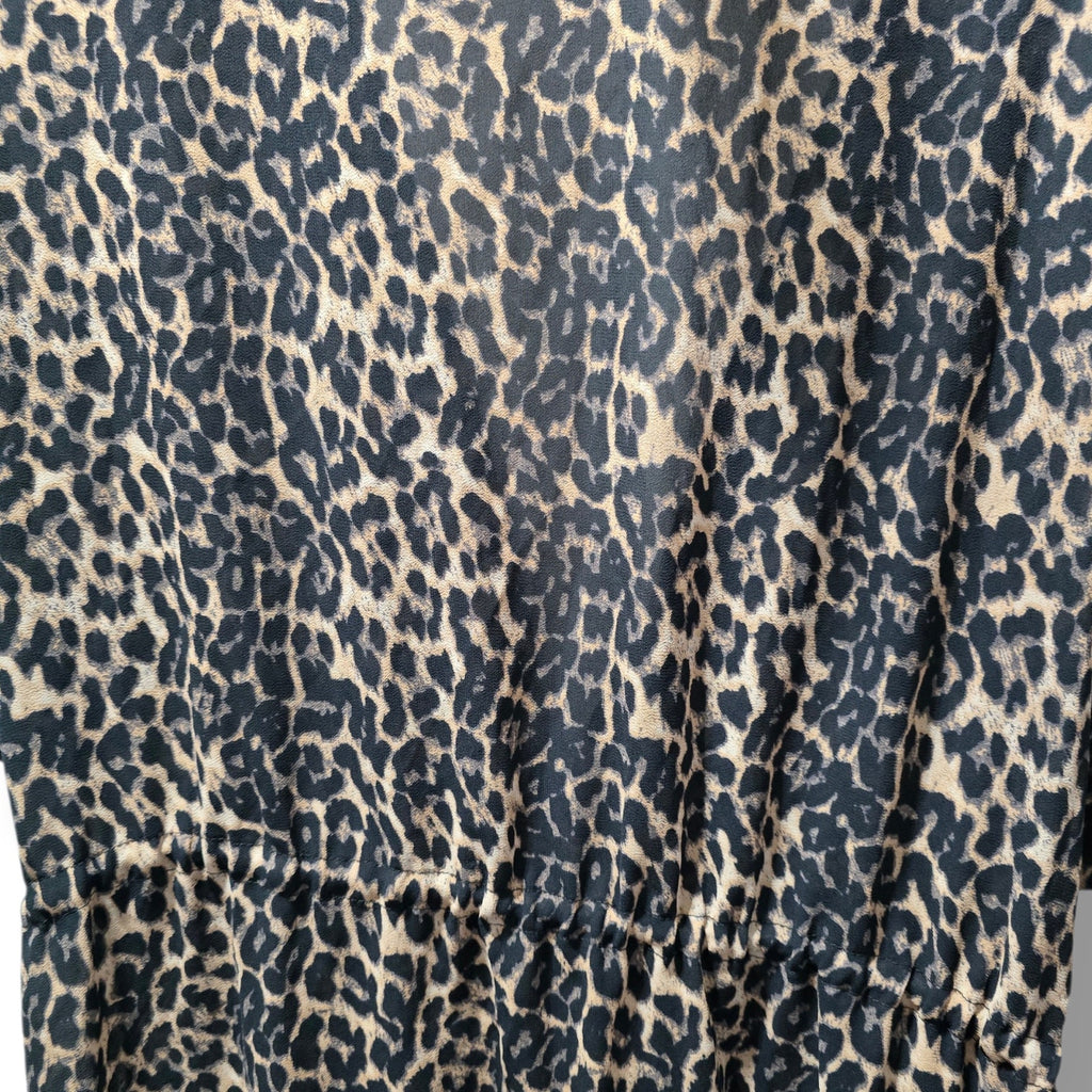 Sheer women's Leopard Print Open-Front Maxi Duster Kimono