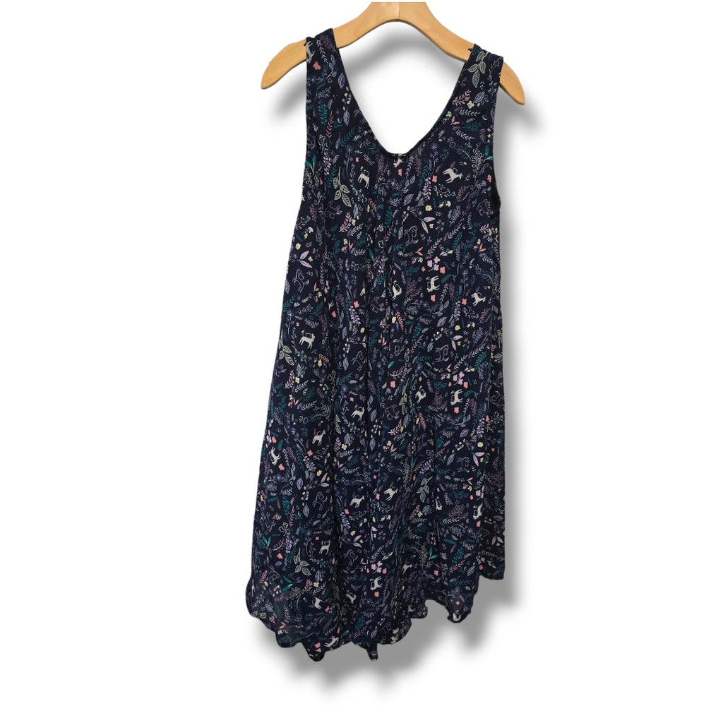 Ana & Rose Women’s Blue Unicorn Print Sleeveless Flowy Midi Dress OS