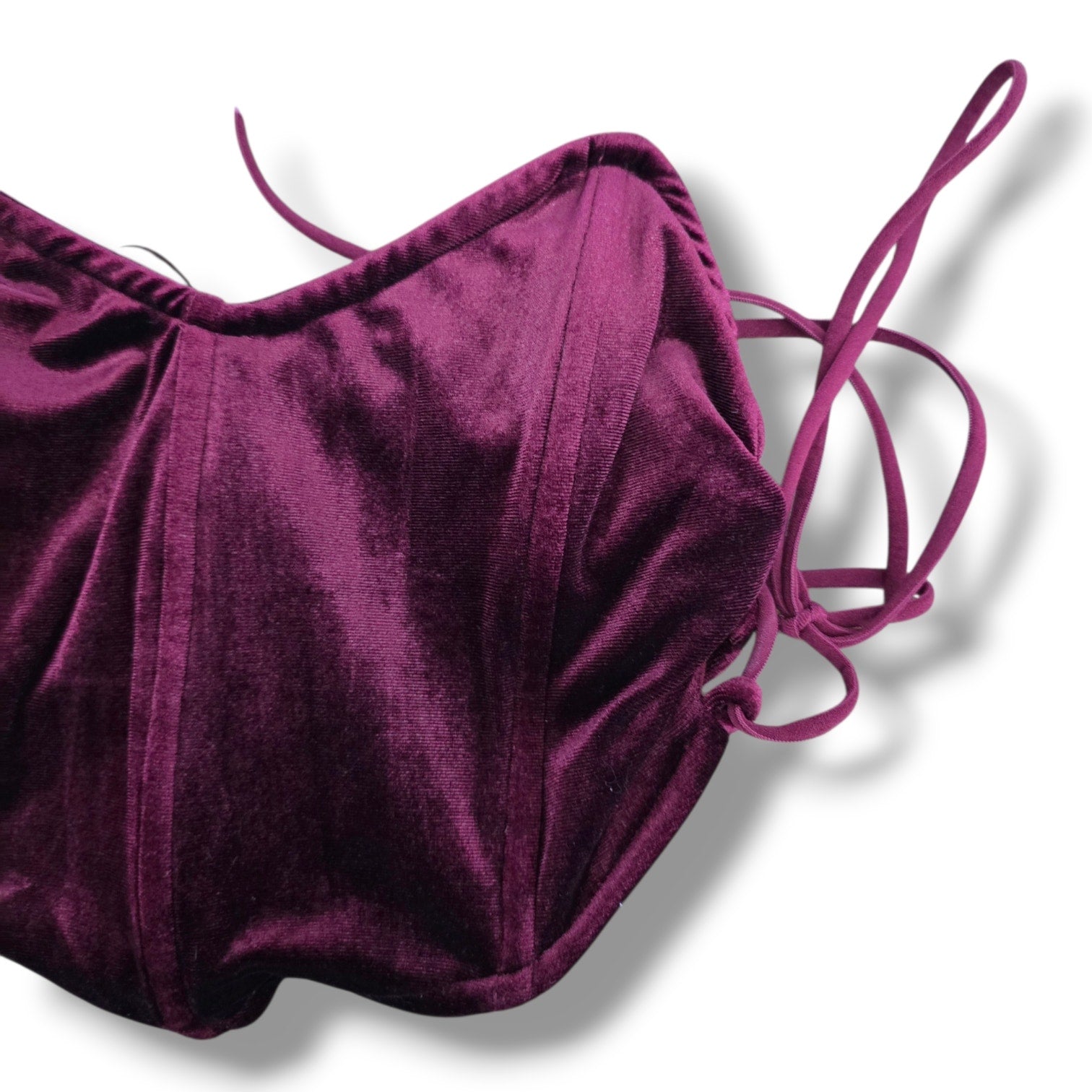 Hearts Rob Women's Size S Maroon Burgundy Velvet Corset Bustier Top