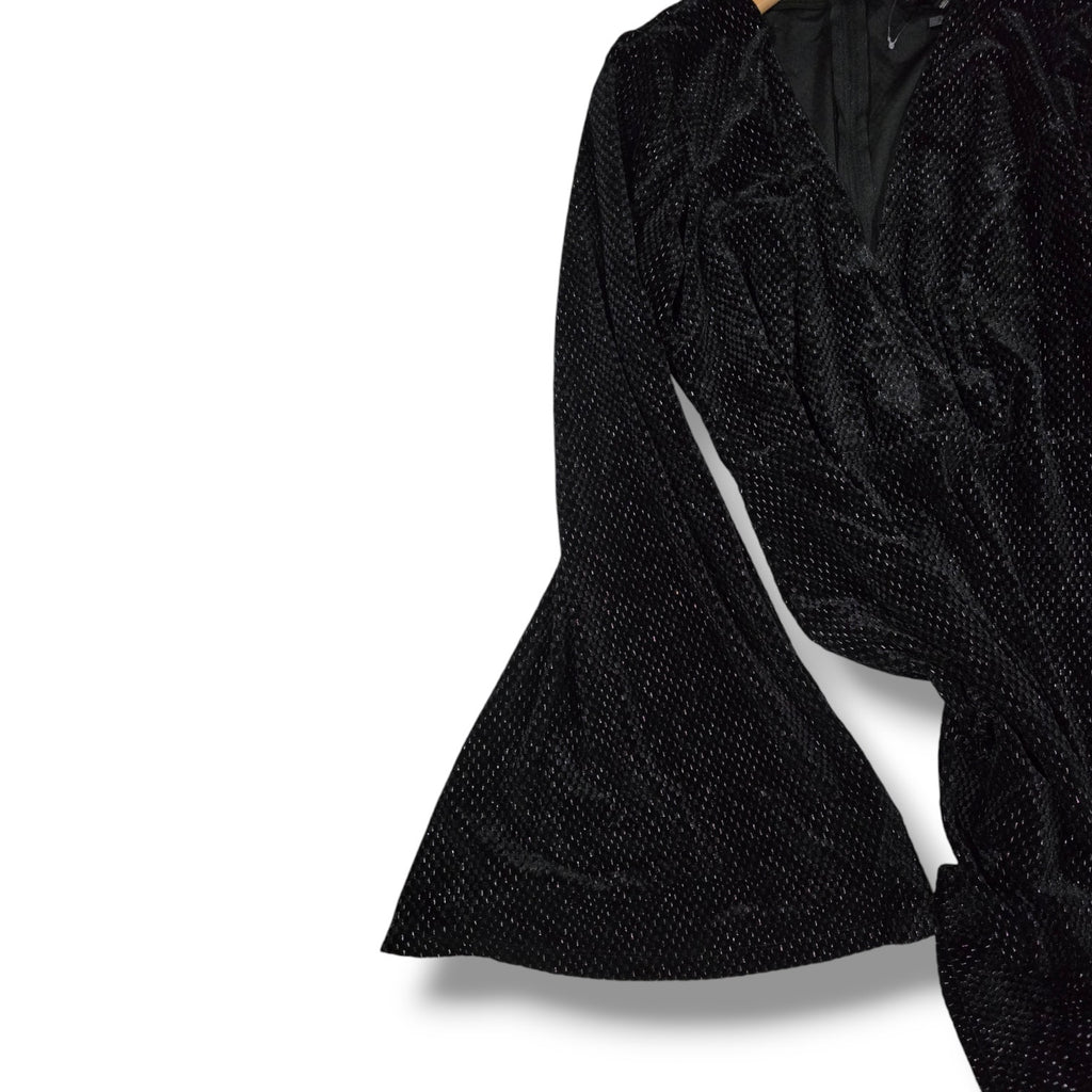 Symphony Women’s Black Lurex Plunge Neck Batwing Sleeve Formal Dress – Size 1x