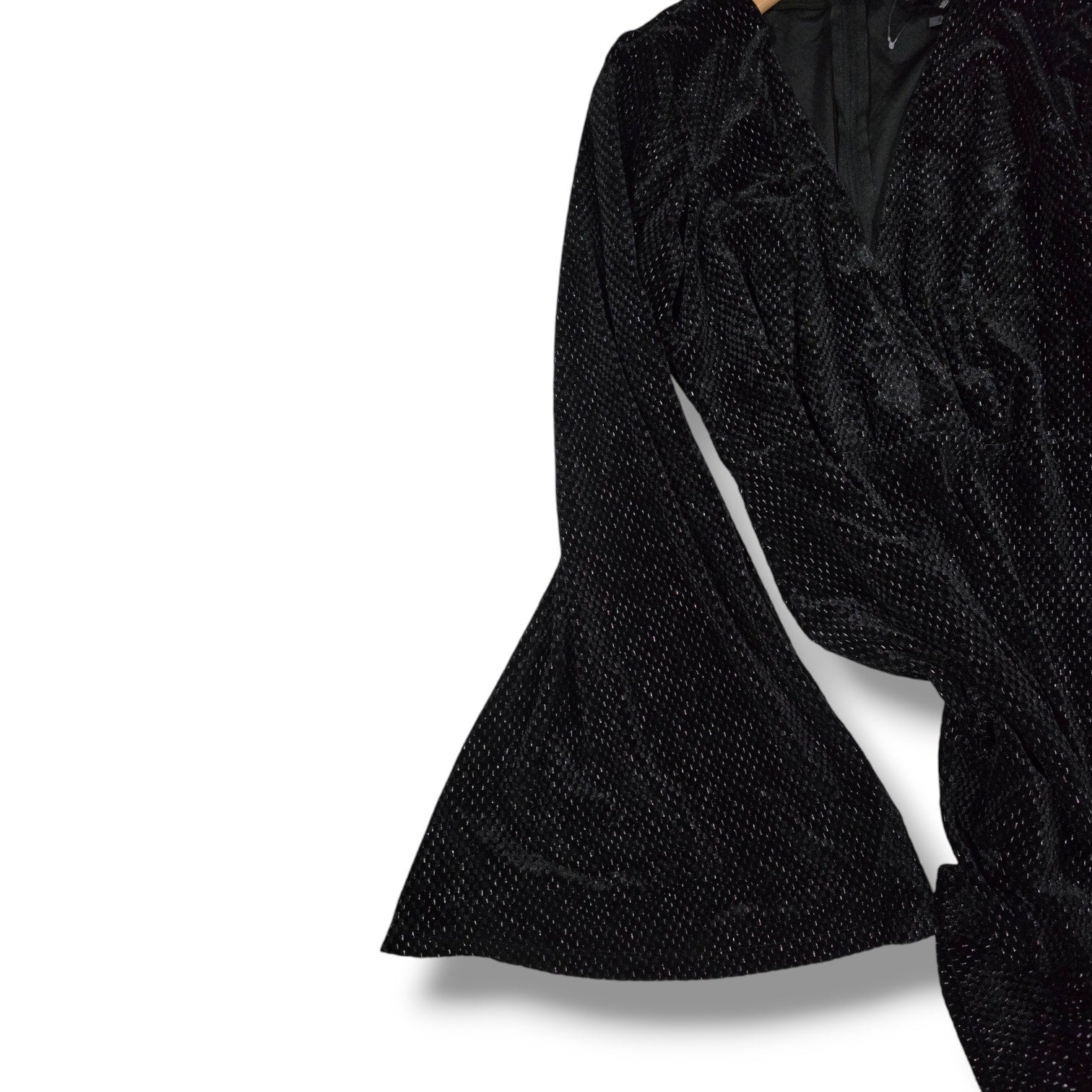 Symphony Women’s Black Lurex Plunge Neck Batwing Sleeve Formal Dress – Size 1x