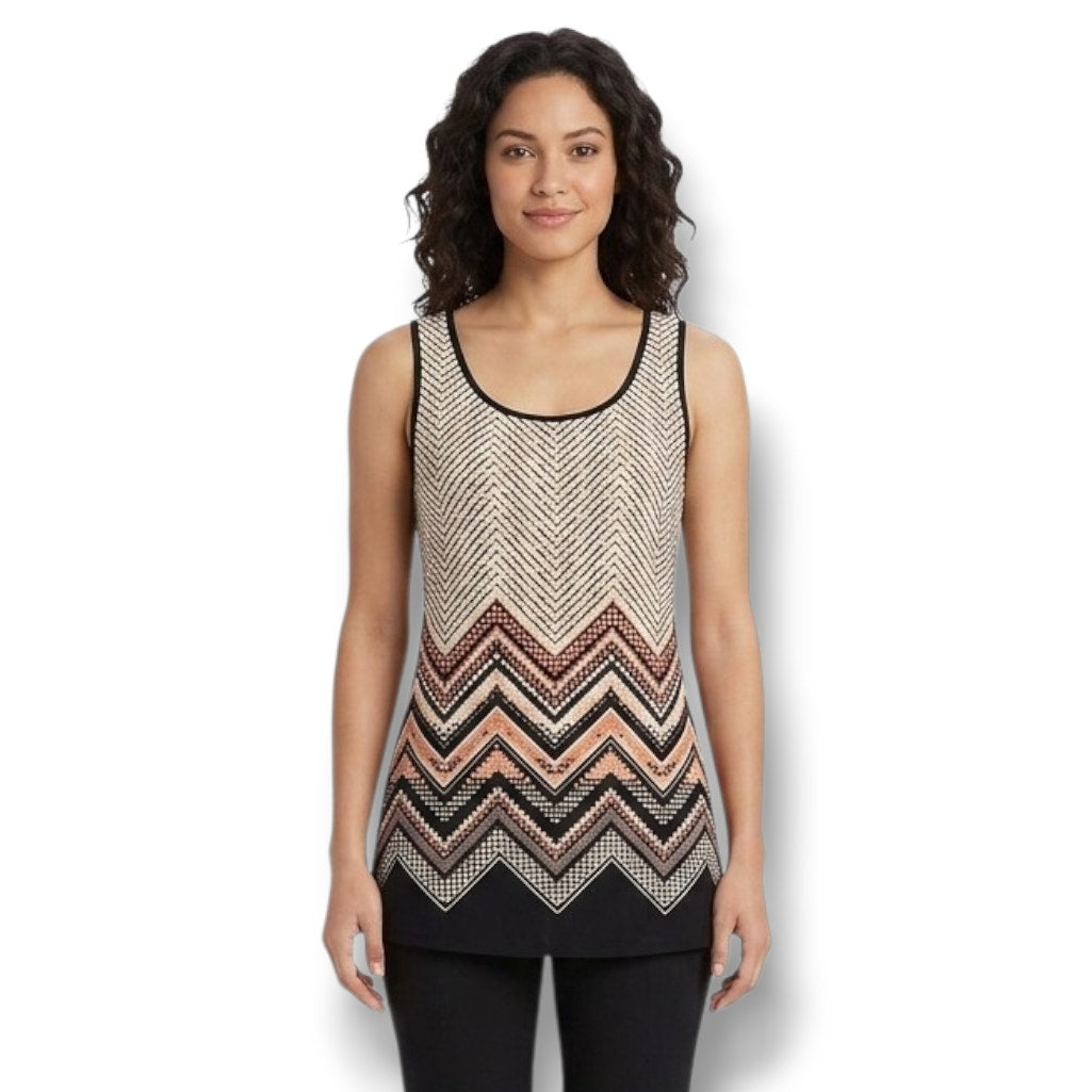 Julie’s Closet Women’s Multicolor Tribal Chevron Print Sleeveless Blouse Small