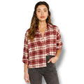 Levi’s Women’s Maple Red Utility Plaid Cropped Button-Up Shirt – Medium New