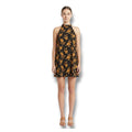 SHEIN Black & Gold Floral Halter Neck Mini Dress Women’s Size Medium