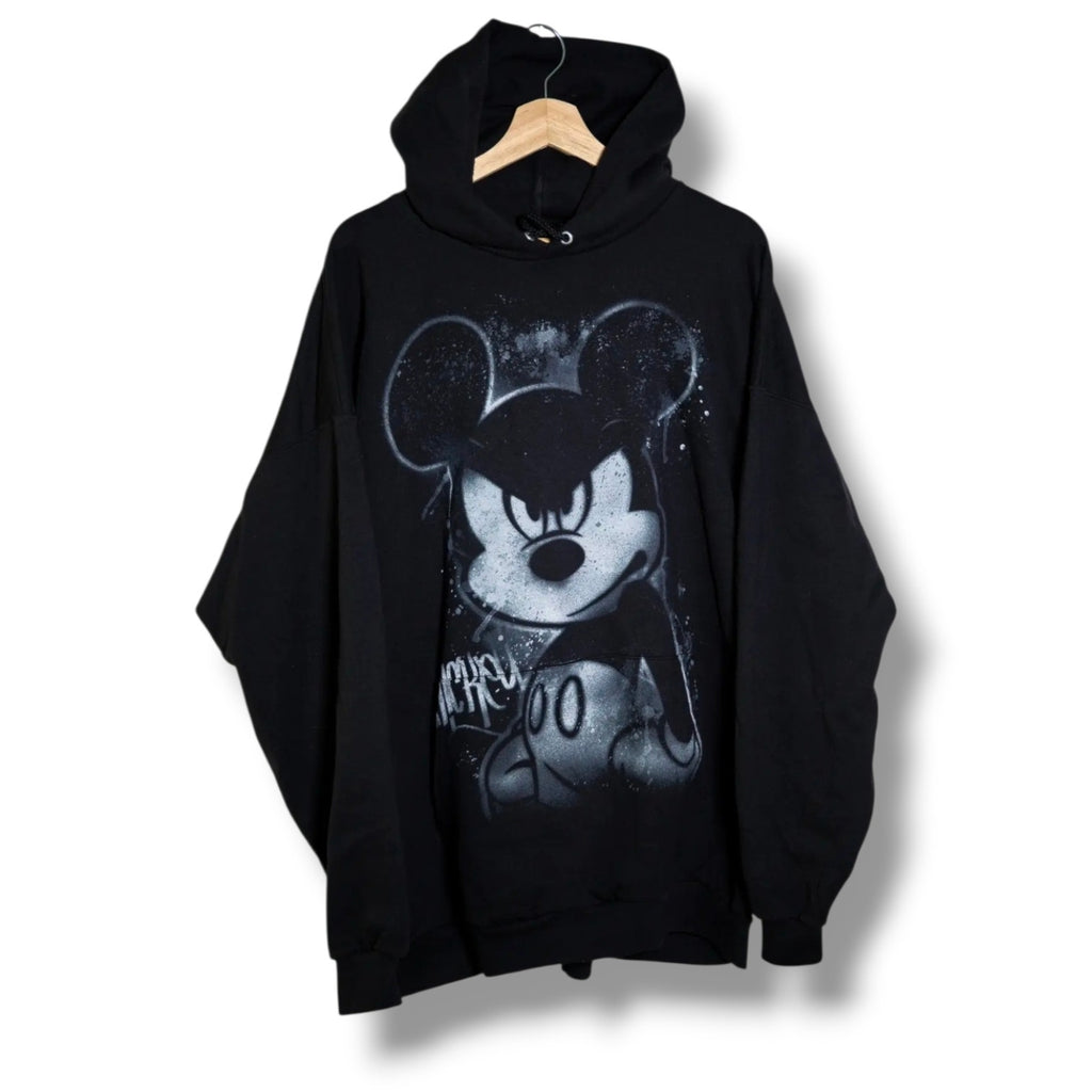 Disney Parks x Hanes Vintage Size L Mickey Mouse Graffiti Airbrush Black Hoodie