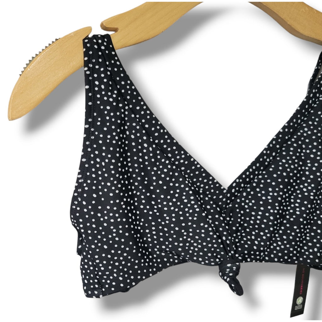 No Boundaries Juniors Black White Polka Dot Knotted Bikini Swim Top Small NWT