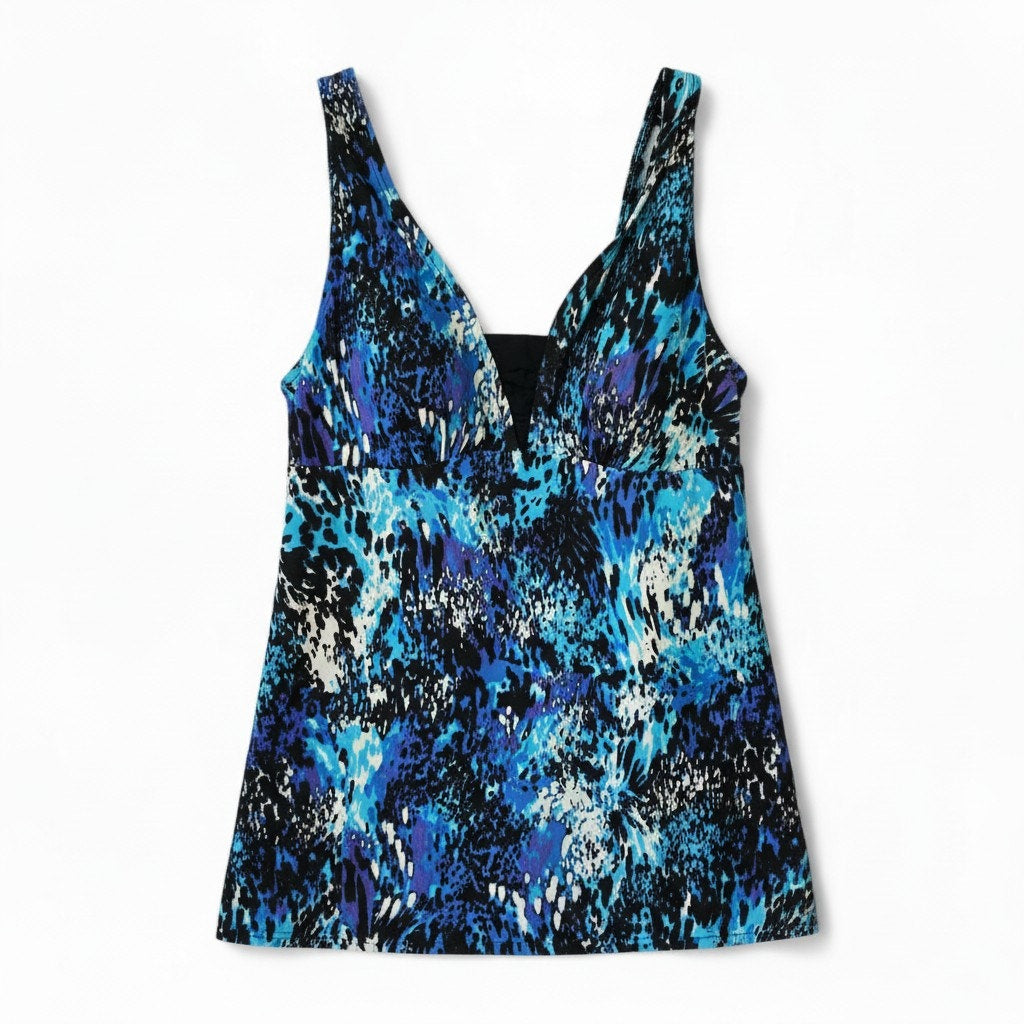 Croft & Barrow Blue Animal Abstract Print Halter Tankini Top Size 12