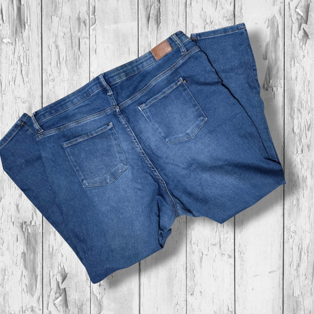 Tahari Women's Size 18W Medium Wash Exposed Button Fly Skinny Ankle Jeans