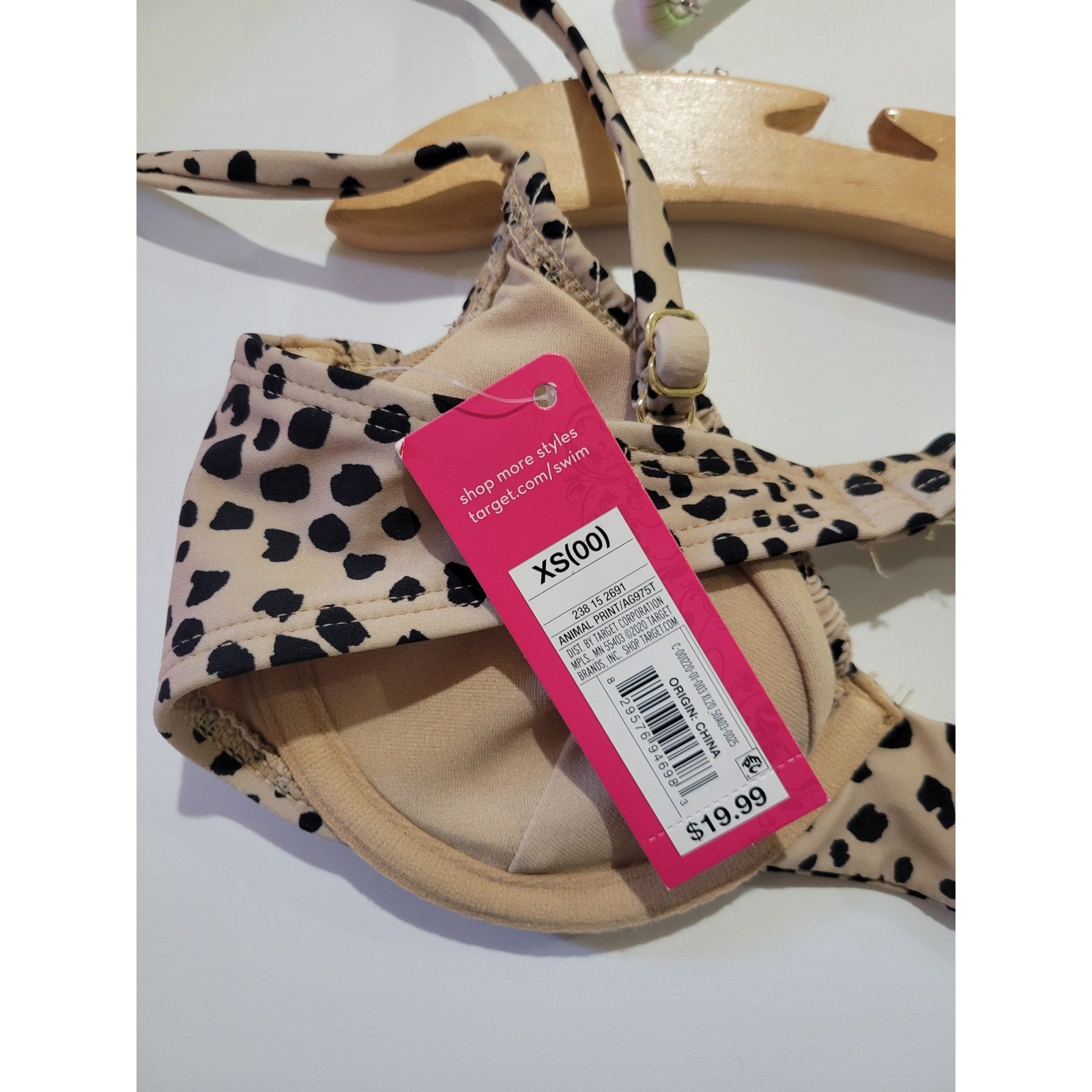 Xhilaration Juniors Animal Print Smocked Underwire Bikini Top – Size XS, New