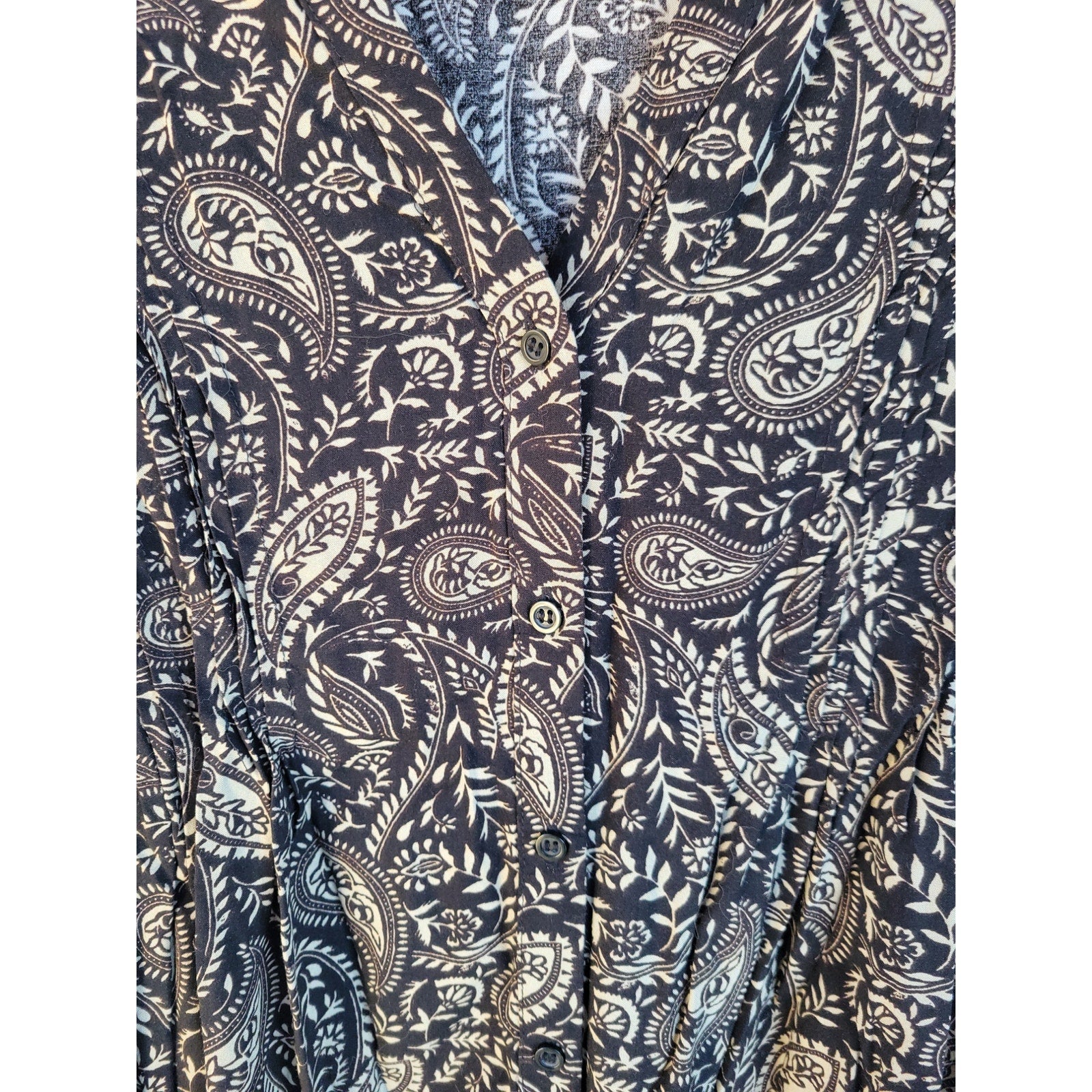 St. John's Bay Women's black paisley button-down Blouse  - medium