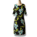 Tommy Hilfiger Black Floral Cold Shoulder Ruffle Sleeve Sheath Dress Size 6