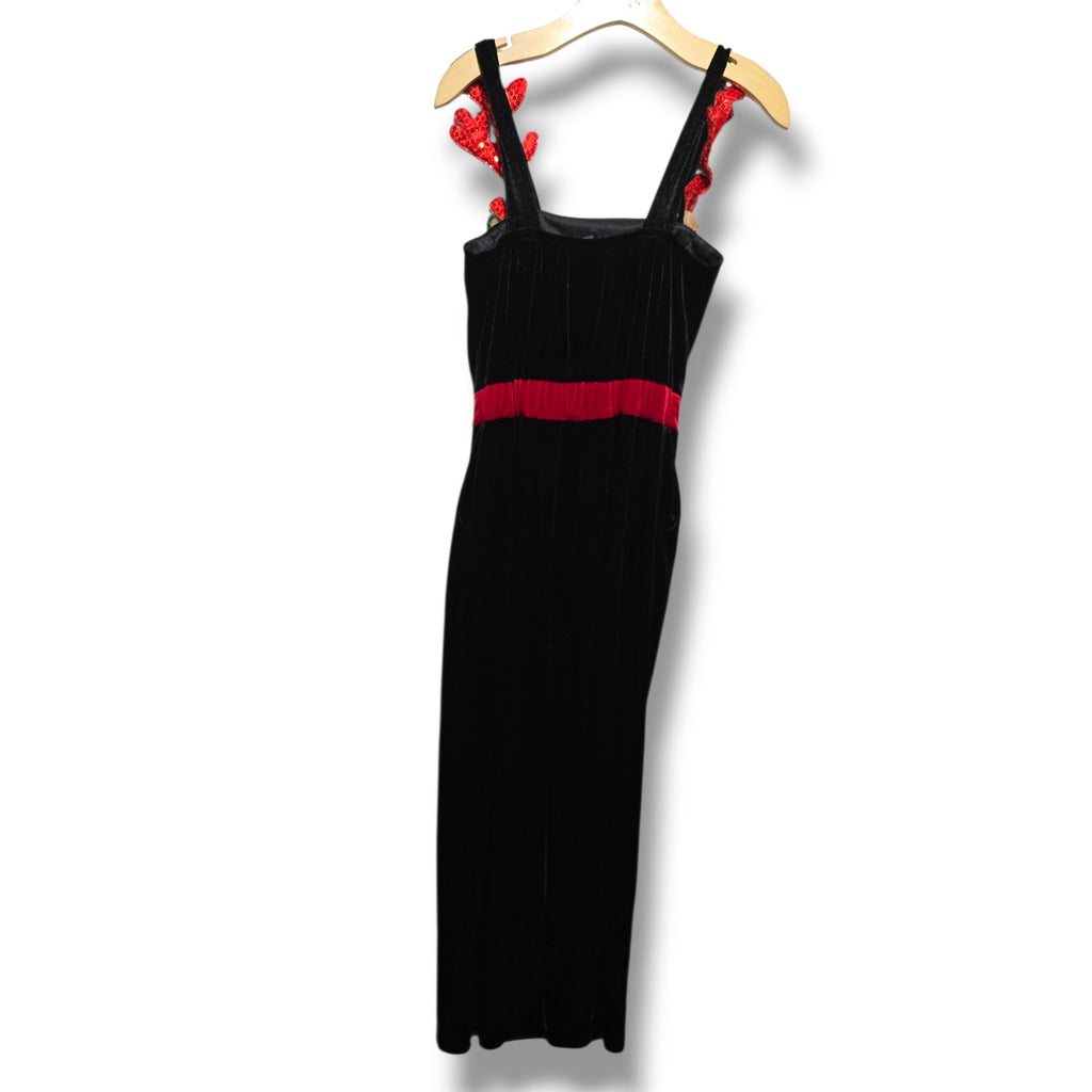 No Boundaries juniors Black Velvet Reindeer Christmas Jumpsuit