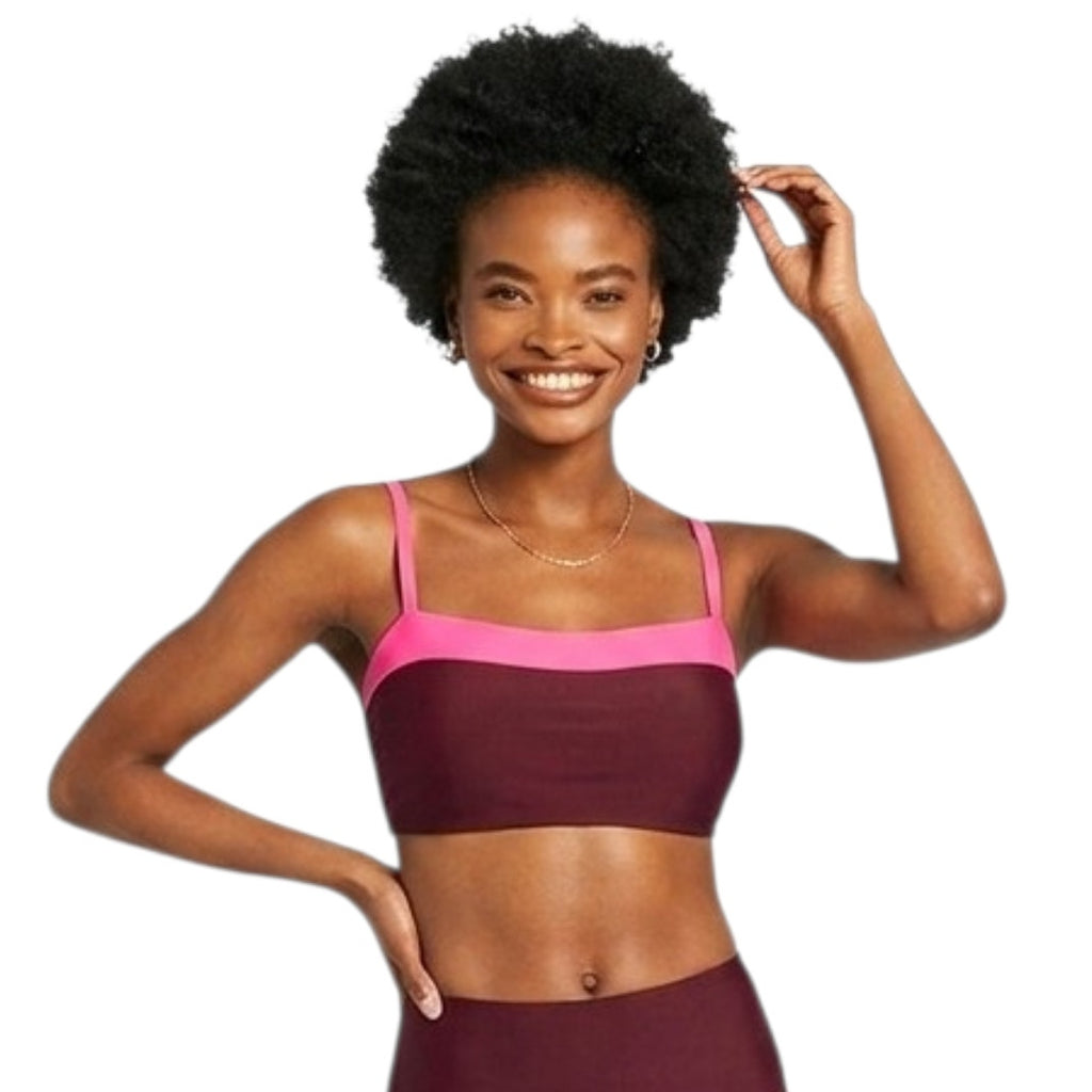 Kona Sol Women’s Colorblock Bandeau Bikini Swim Top Medium NWT