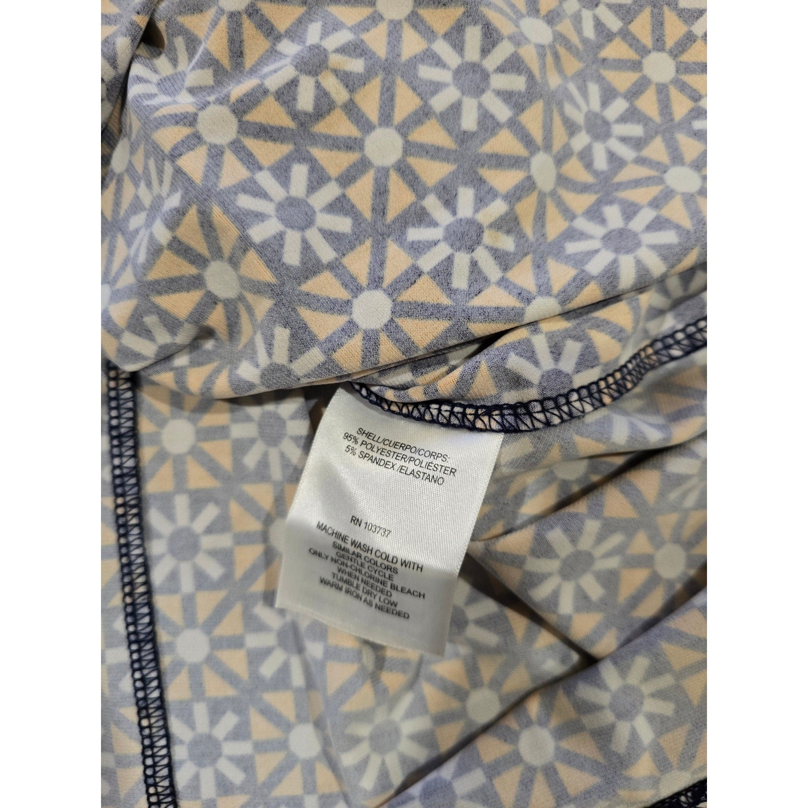 Donna Morgan Womens Size 14 Dress Geometric Navy Yellow Stretch Shift Preowned
