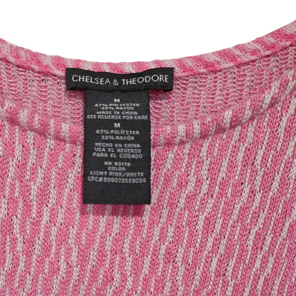 Chelsea & Theodore Women’s Pink White Textured Long Sleeve Top Medium