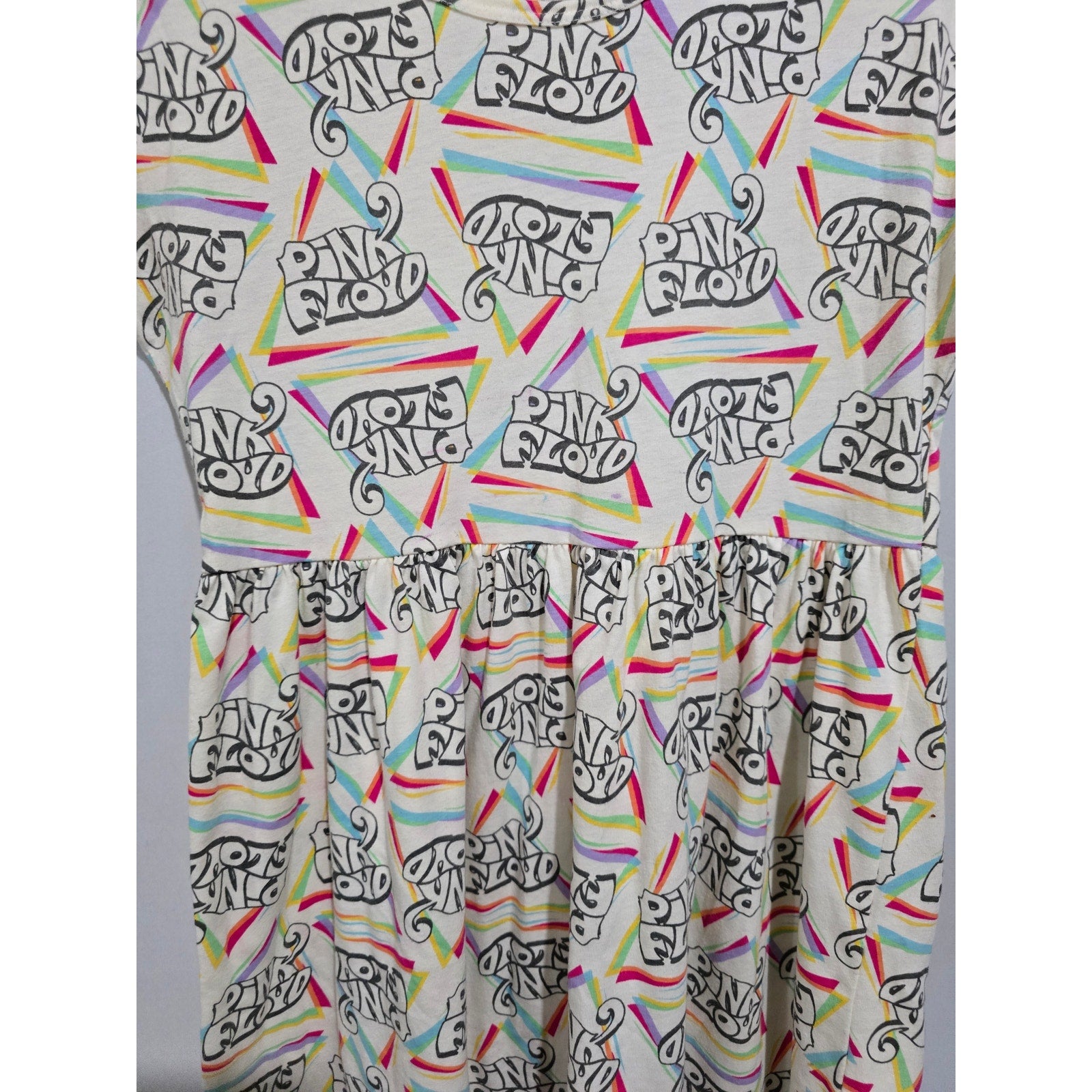 Pink Floyd Girls’ Graphic Rainbow Logo Dress Large, Cotton Polyester Gently Used
