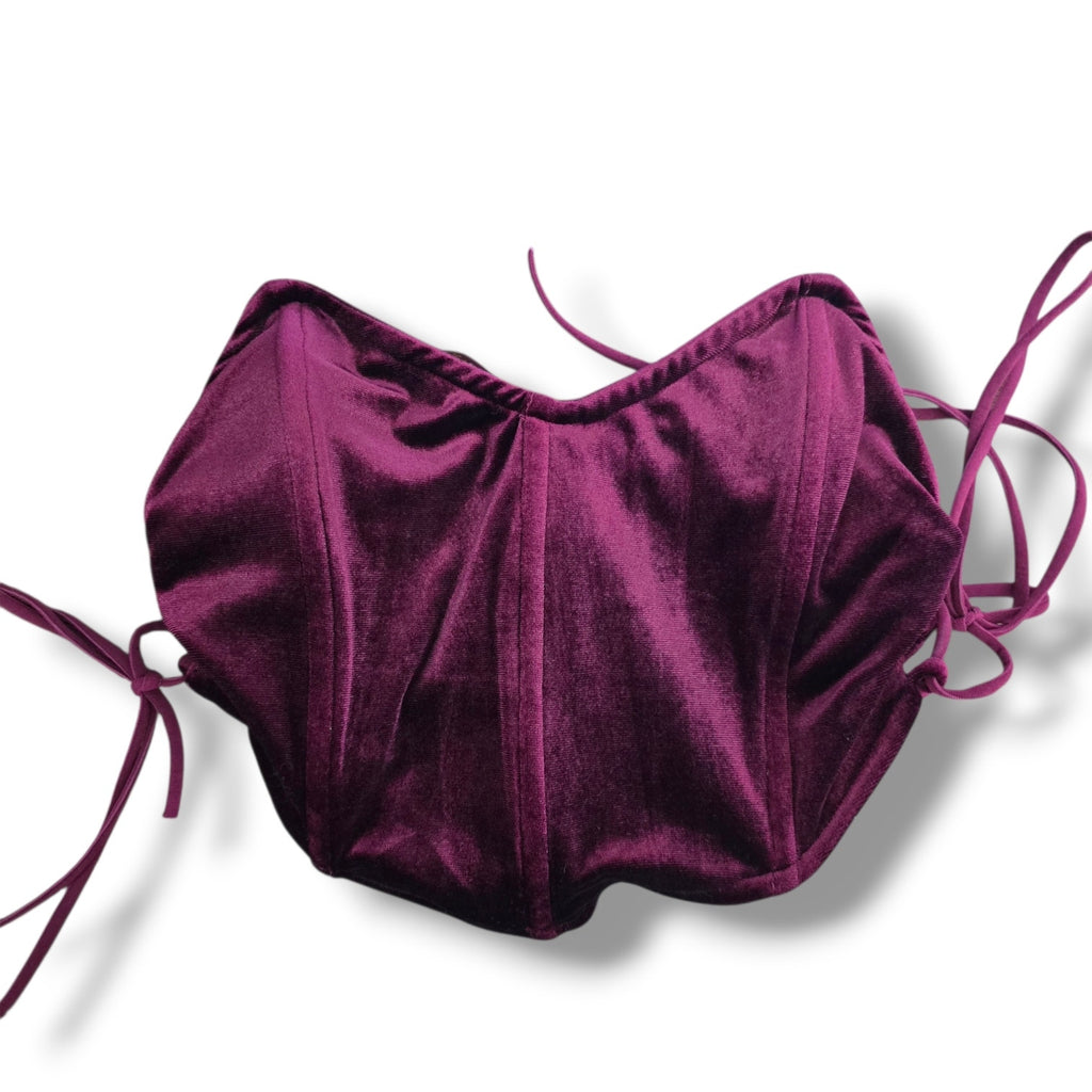 Hearts Rob Women's Size S Maroon Burgundy Velvet Corset Bustier Top
