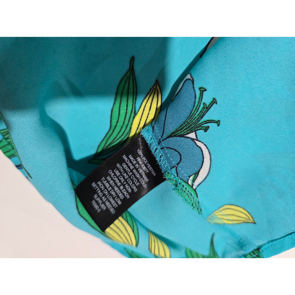Worthington Petite Women’s Teal Floral Flutter Sleeve Blouse – Size PS