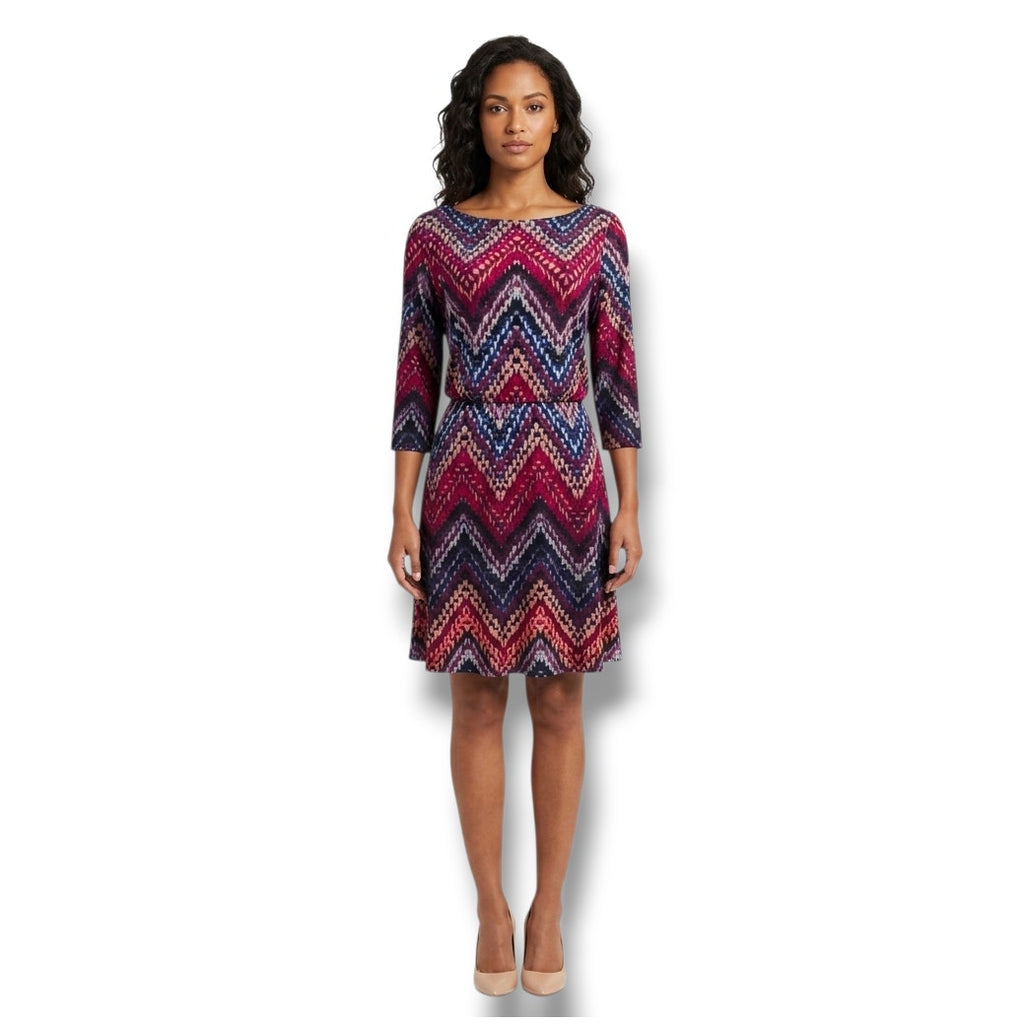 Lily Rose Women’s Multicolor Chevron A-Line Dress Long Sleeve - Size Large