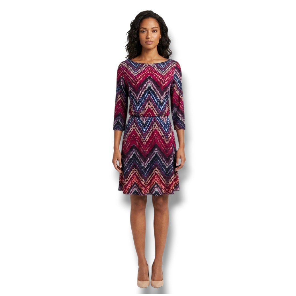 Lily Rose Women’s Multicolor Chevron A-Line Dress Long Sleeve - Size Large