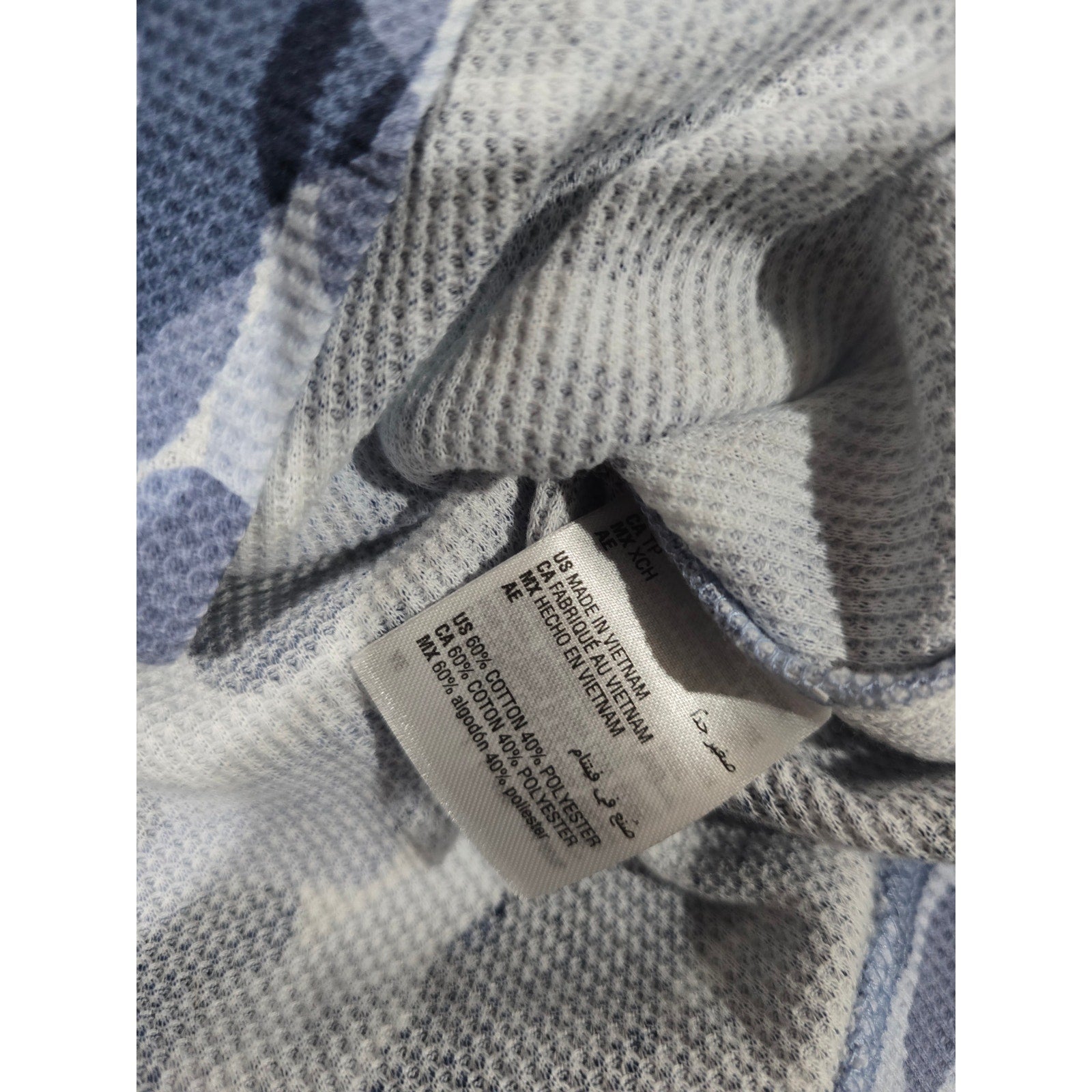 Karen Scott Sport Women’s Blue Camo Waffle Knit Crewneck Top - XS