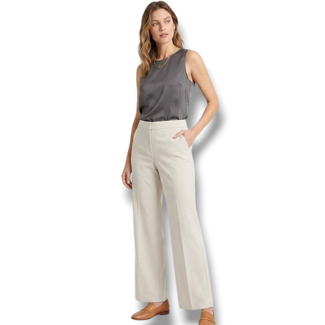Boutique Europa Women’s Petite Vintage Khaki Brown Straight Leg Pants – Size 10P