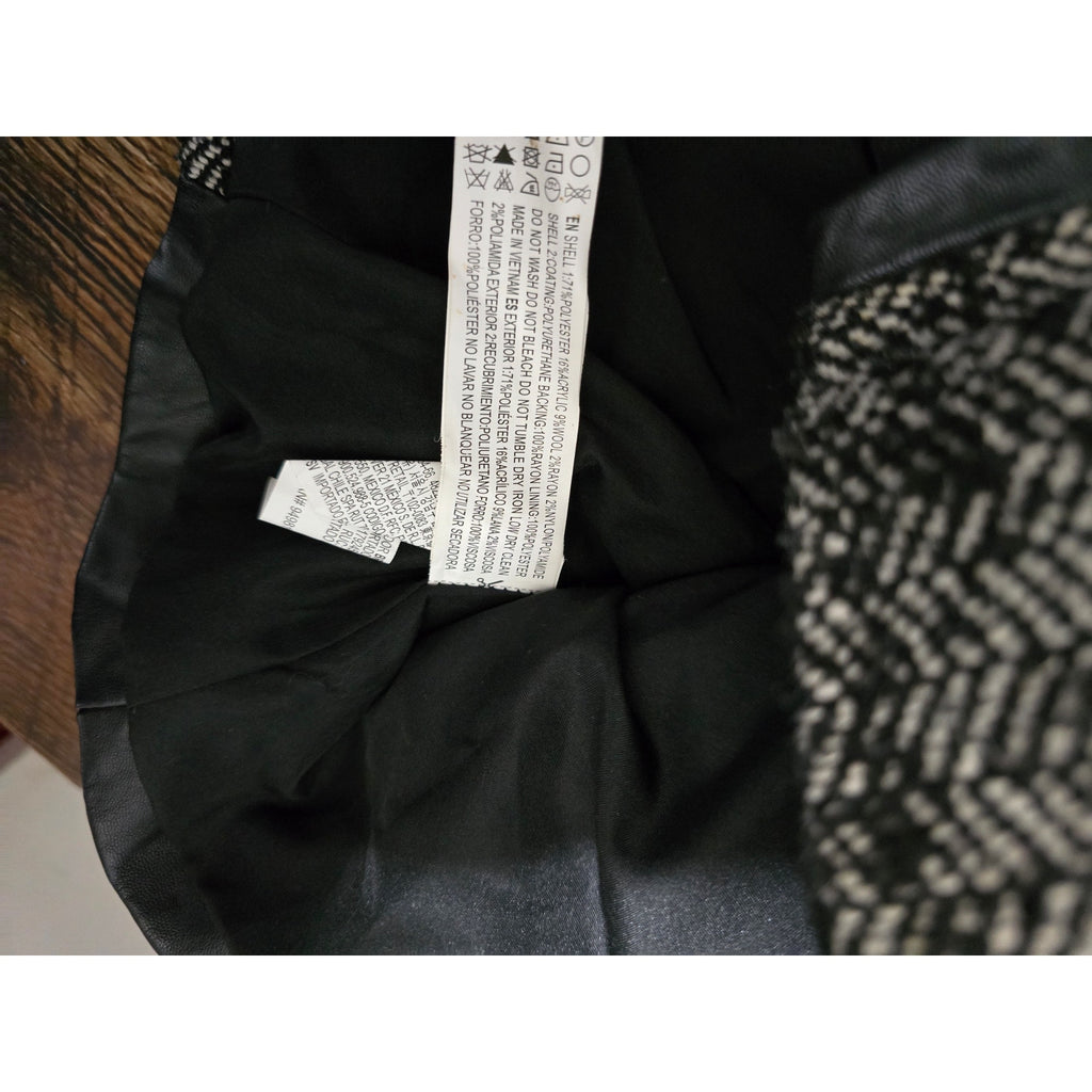 Forever 21 Contemporary women's Herringbone Faux Leather Trim Moto Jacket